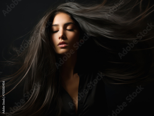 Beautiful female model with beautiful long hair