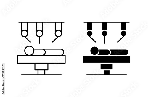 Robotic surgery outline icon collection or set. Robotic surgery Thin vector line art