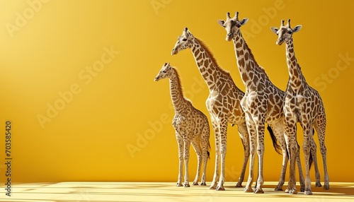 Wildlife in promotional style vibrant animal portraits on solid background with text space