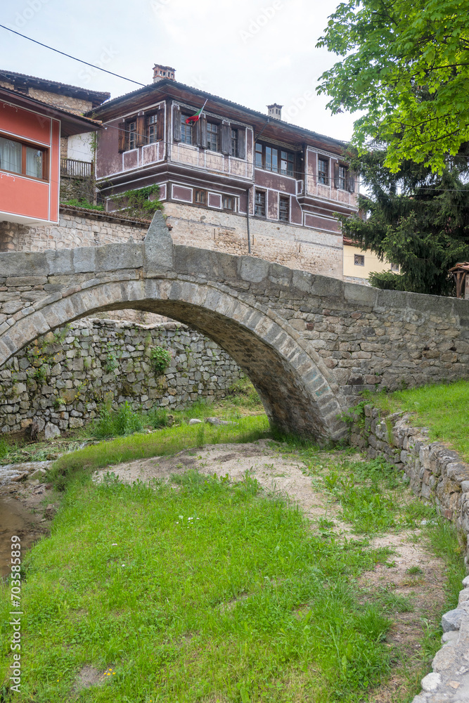 Fototapeta premium Typical Street and old houses in Koprivshtitsa, Bulgaria