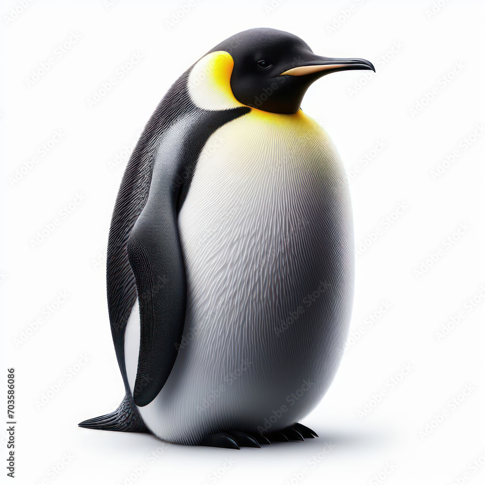 Fototapeta premium Emperor penguin, pingüino emperador, Aptenodytes forsteri, Императорский пингвин, Isolated White background
