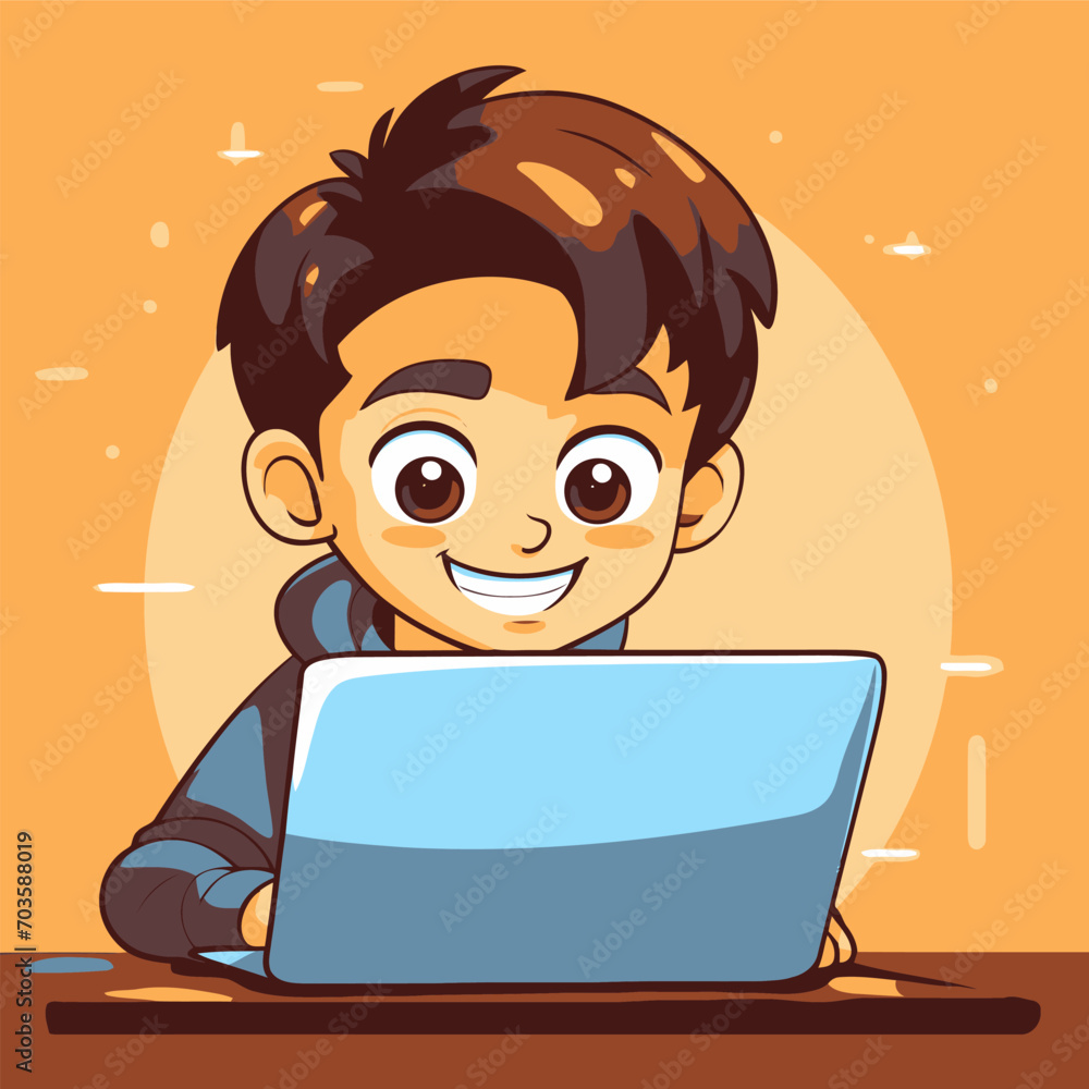 Kid using laptop computer for learning Kid using laptop computer for learning