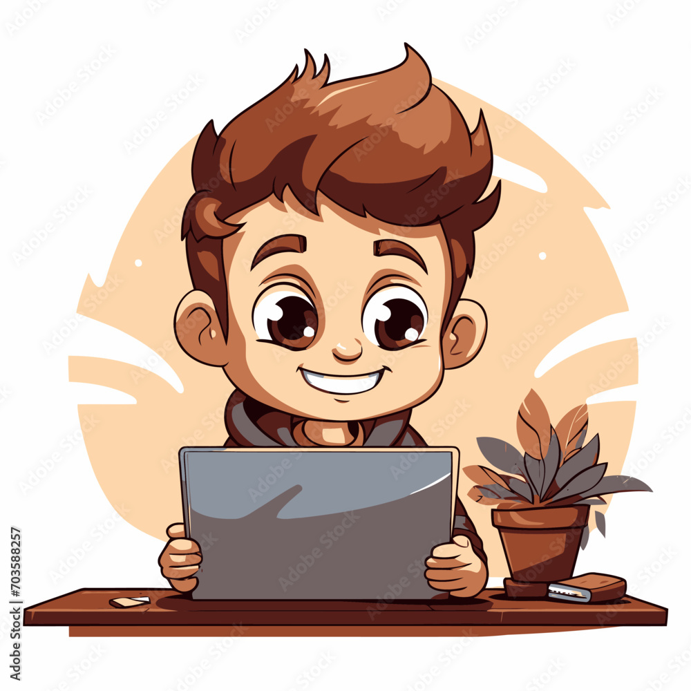 Kid using laptop computer for learning Kid using laptop computer for learning