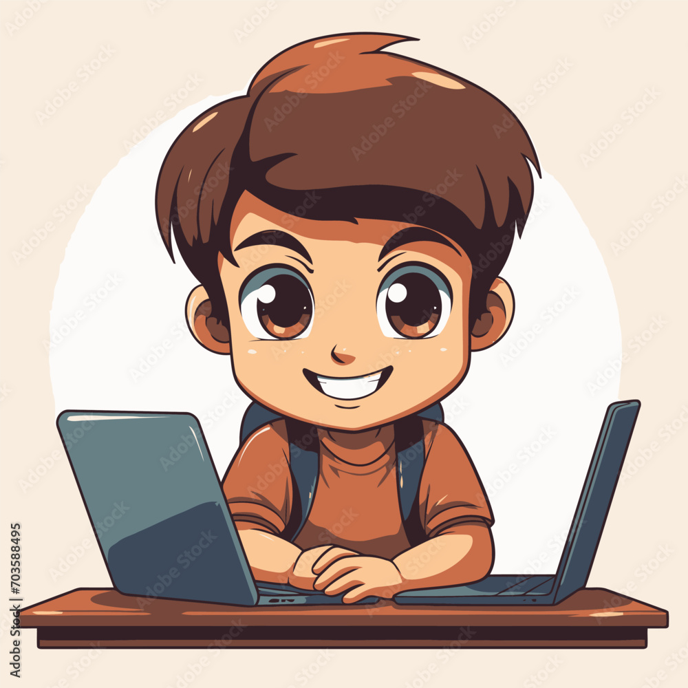 Kid using laptop computer for learning Kid using laptop computer for learning