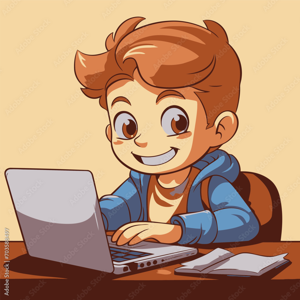 Kid using laptop computer for learning Kid using laptop computer for learning