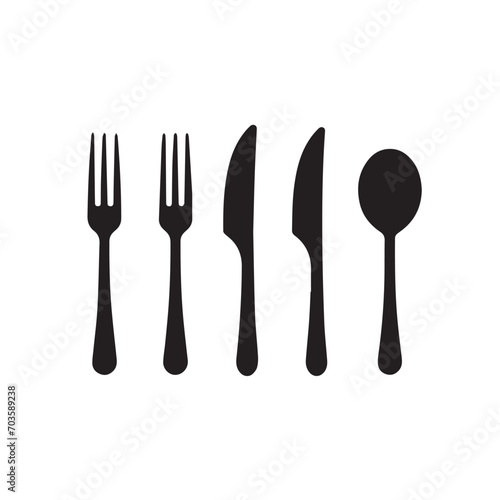 Spoon fork knife set in cartoon  doodle style. Isolated 2d vector illustration in logo  icon  sketch style  Eps 10. AI Generative