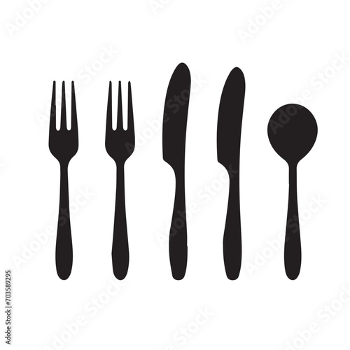 Spoon fork knife set in cartoon  doodle style. Isolated 2d vector illustration in logo  icon  sketch style  Eps 10. AI Generative