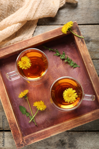 Two cups of dandelion tea w...