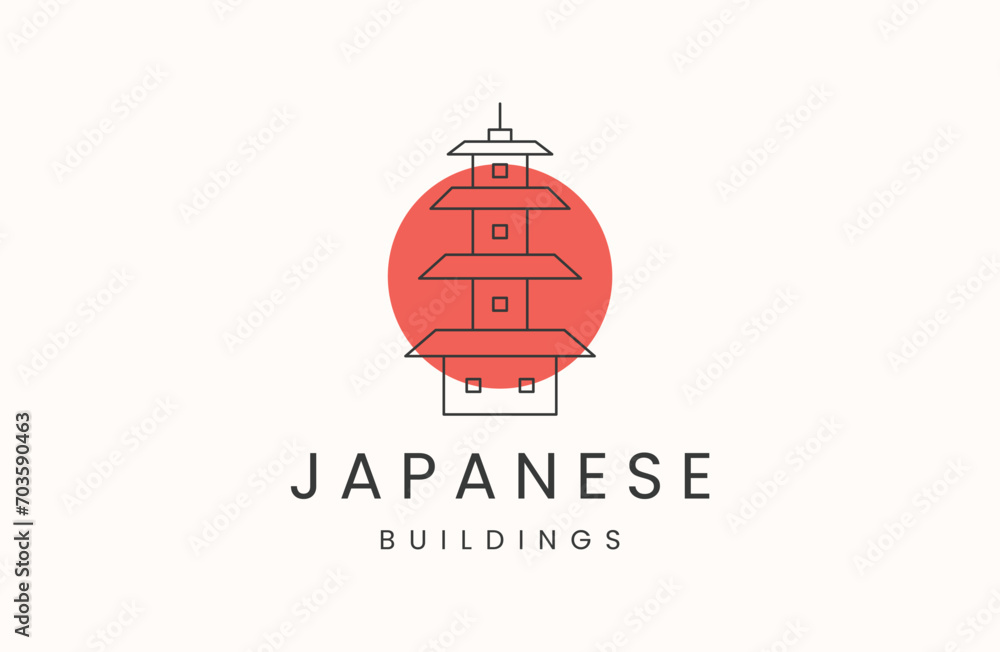 Naklejka premium Torii buildings torii gate logo design inspiration