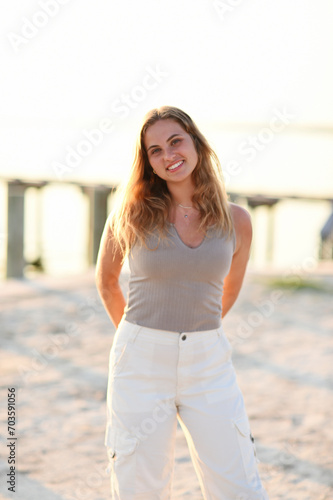Teen Girl Standing on Beach