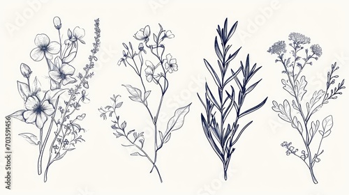 A collection of different types of flowers displayed on a clean white background. Perfect for adding a touch of color and nature to any design or project