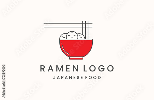 ramen food restaurant vector icon logo design template