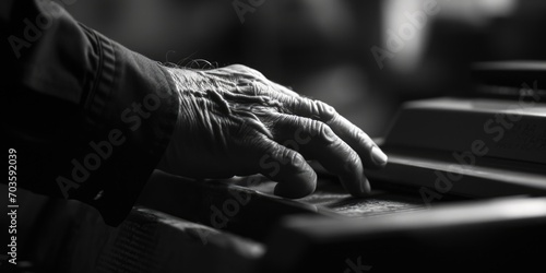 A close up view of a person playing the piano. Perfect for music-related designs and projects © Fotograf