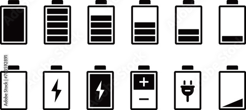 モノクロの充電マークセット