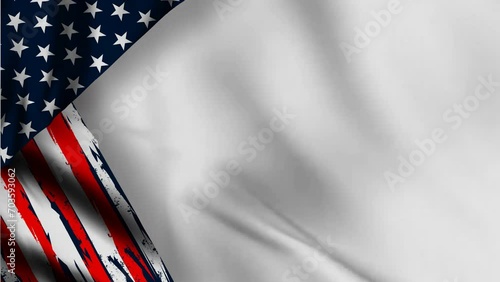 American waving flag video with copy space area. USA flag Closeup 4k Full HD video ,  photo