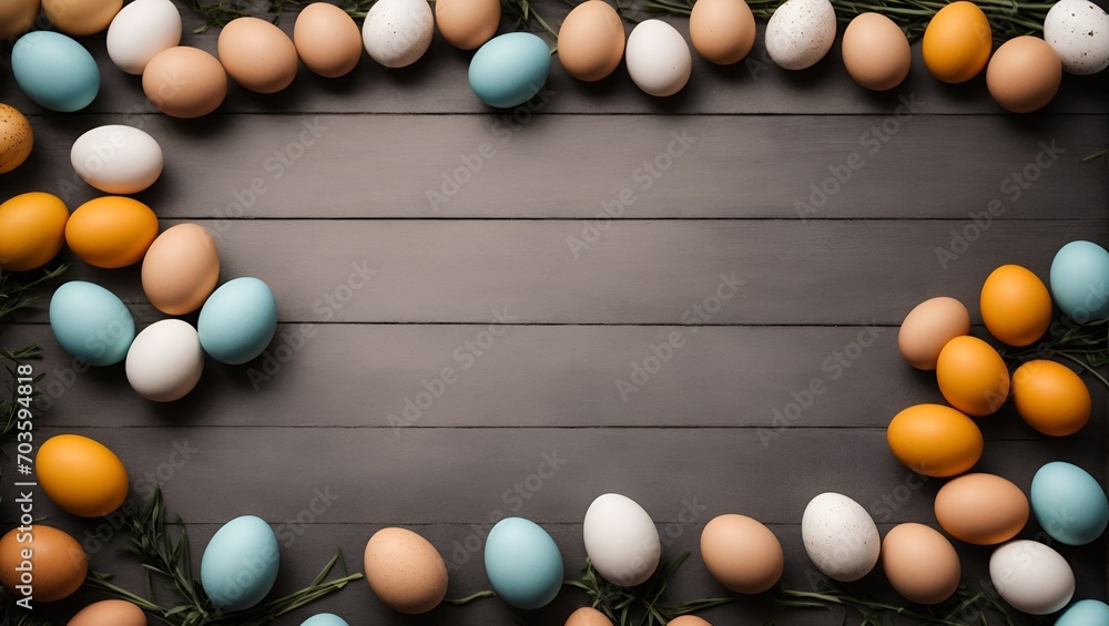 Easter eggs background. Minimal abstract holidays concept. With copy space.