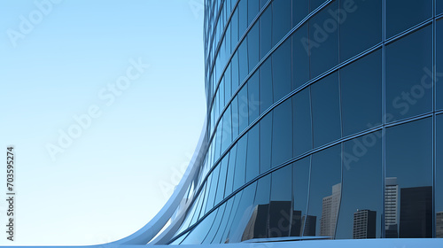 3D rendering of futuristic architecture  skyscraper building with curved glass windows
