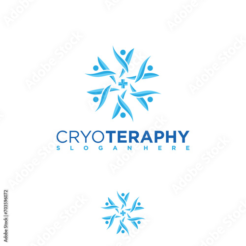 Abstract people shape Snowflake for Cryotherapy logo design