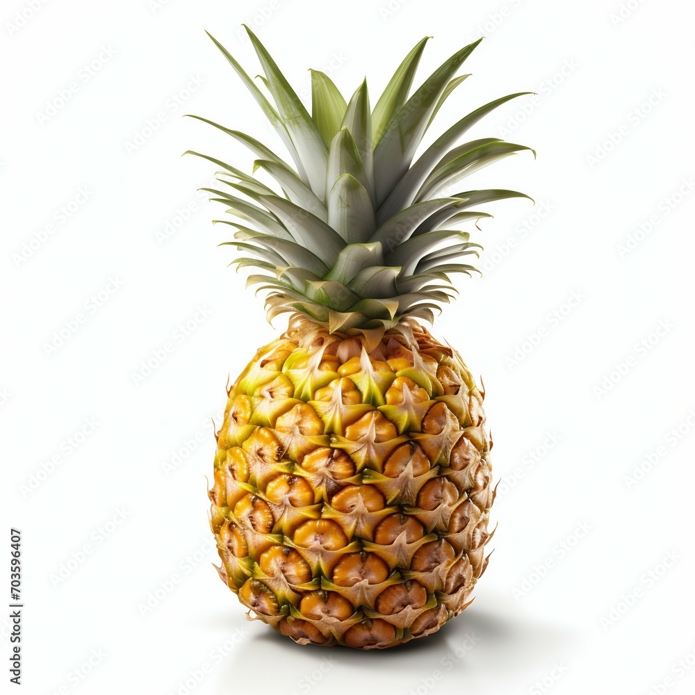 Fresh Pineapple Isolated on White Background. Generative ai