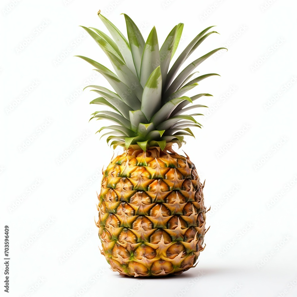 Fresh Pineapple Isolated on White Background. Generative ai