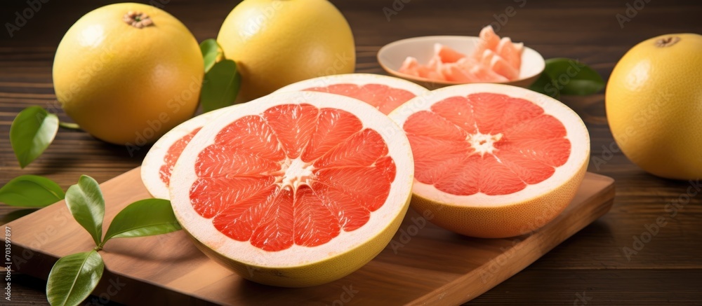 The pomelo is the biggest citrus fruit and an ancestor of the grapefruit. The pomelo is the biggest citrus fruit and an ancestor of the grapefruit.