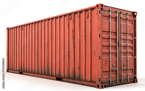 Red Shipping Container Isolated on White