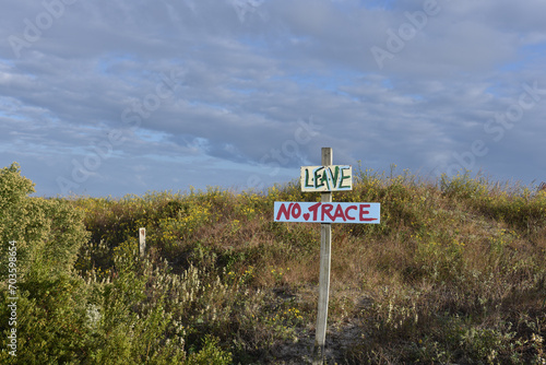 Protect our beaches, leave no trace sign