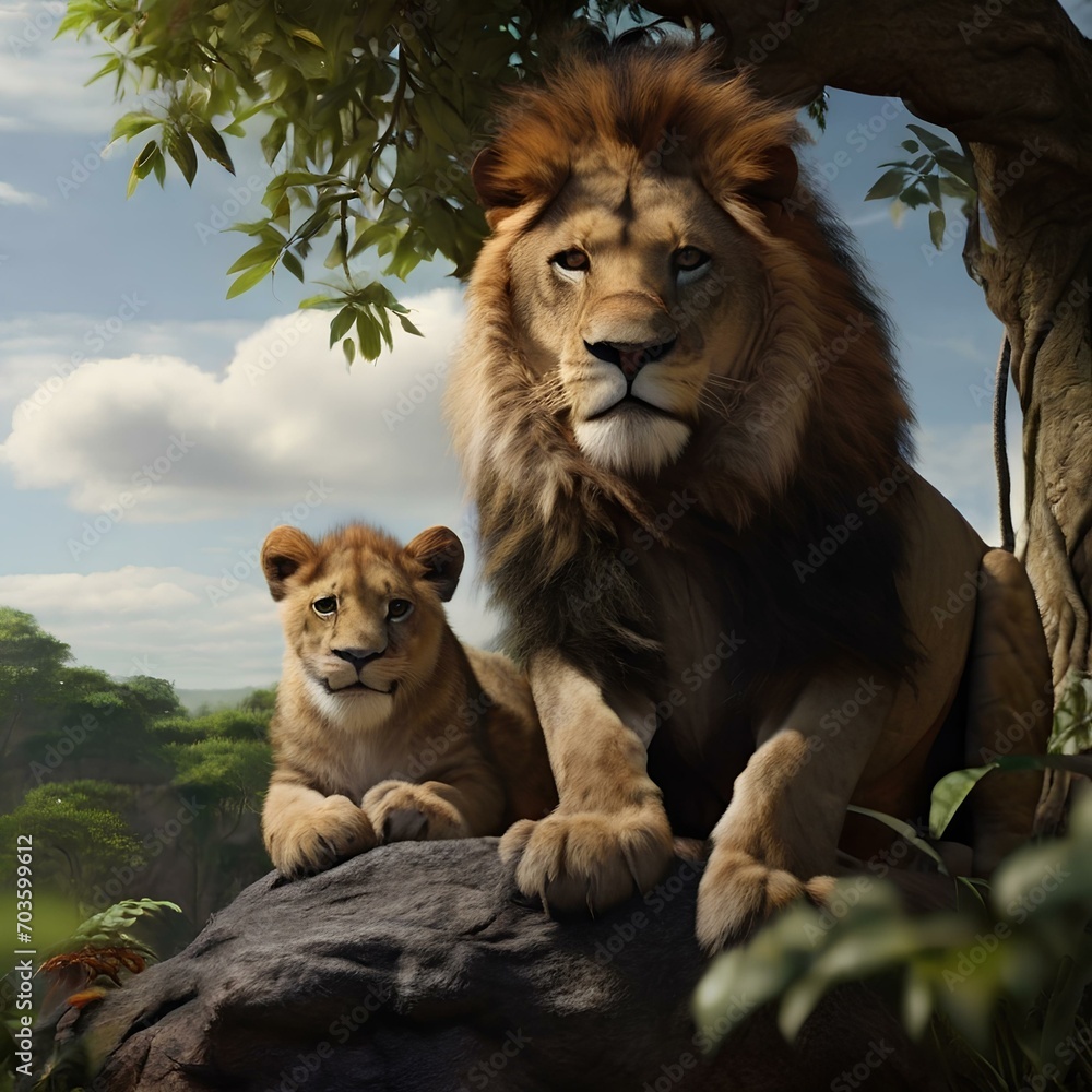 Obraz premium lion in the zoo IA Generated