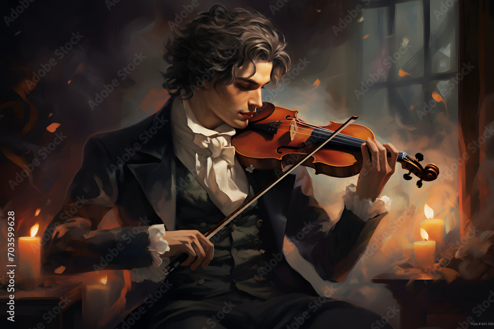 Fototapeta premium classical violin player, classical musician, classical music, violin