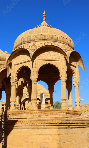 Gadisar lake in the morning. Man-made water reservoir with temples in Jaisalmer. Rajasthan. India photo