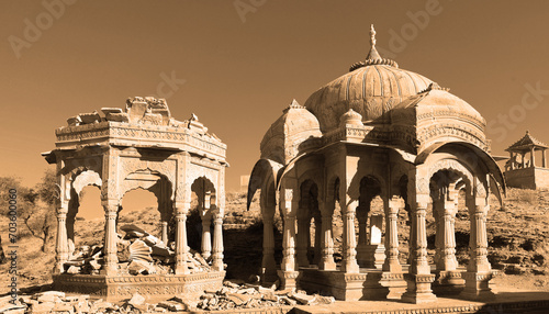 Vyas Chhatri cenotaphs here are the most fabulous structures in Jaisalmer, and one of its major tourist attractions. Jaisalmer India photo