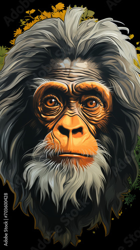 Intense Portrait of a Chimpanzee with Vivid Orange Eyes   © Keyser the Red Beard