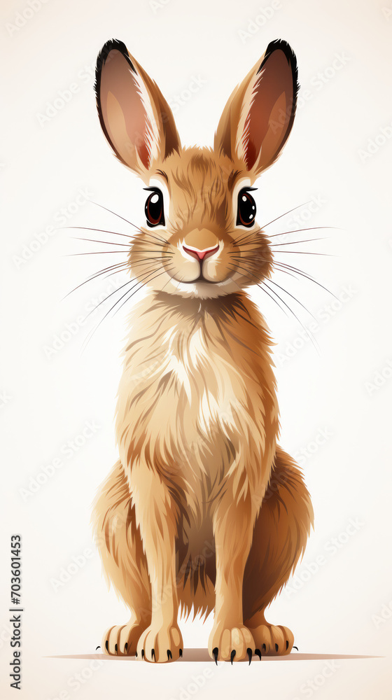 Obraz premium Anthropomorphic Rabbit Illustration with Human-like Expression