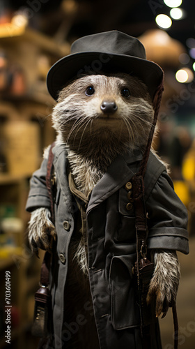 Anthropomorphic Otter Dressed as Detective in Hat and Trench Coat   © Keyser the Red Beard