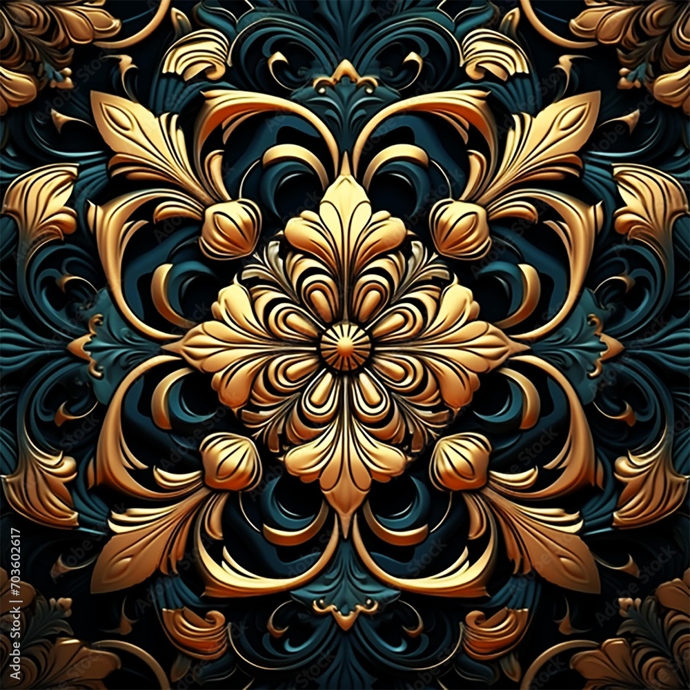 Luxury colorful floral ornamental background, generative ai