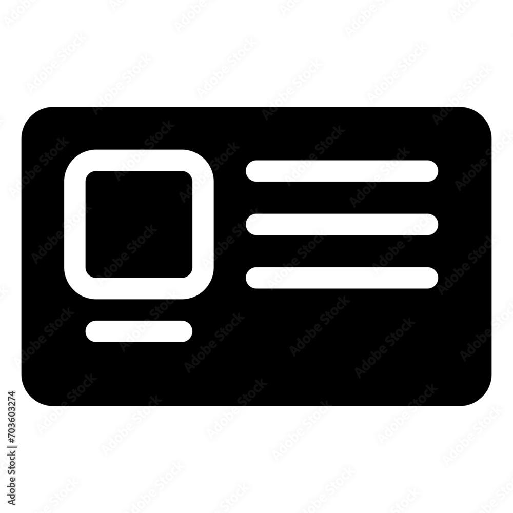 identity card icon in solid style identity card icon in solid style