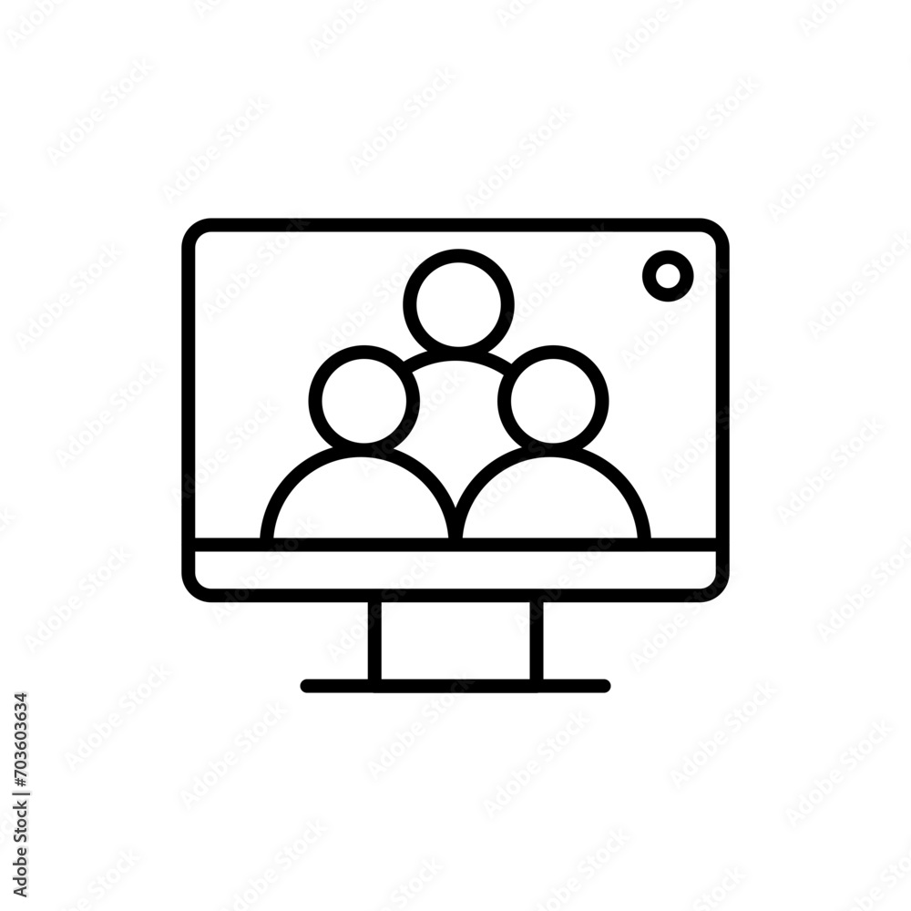 Online meeting outline icons, minimalist vector illustration ,simple transparent graphic element .Isolated on white background Online meeting outline icons, minimalist vector illustration ,simple transparent graphic element .Isolated on white background