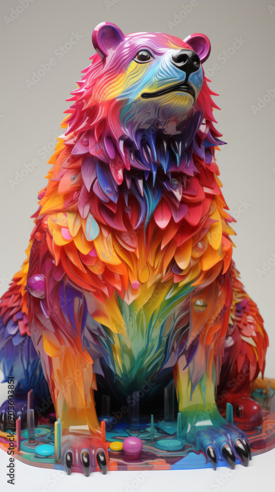 Obraz premium Colorful Anthropomorphic Bear Artwork with Abstract Elements
