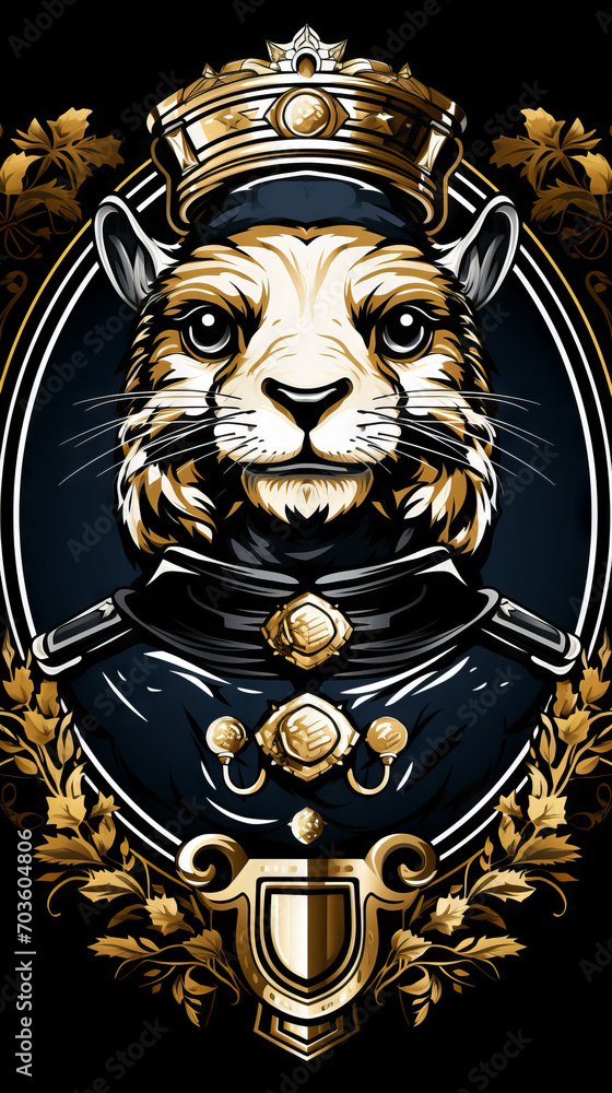 Anthropomorphic Tiger King in Royal Attire Illustration


