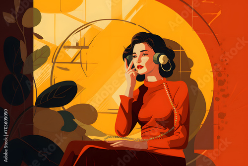 woman on telephone  pop art woman on telephone  making a call  1960  oldschool vibe