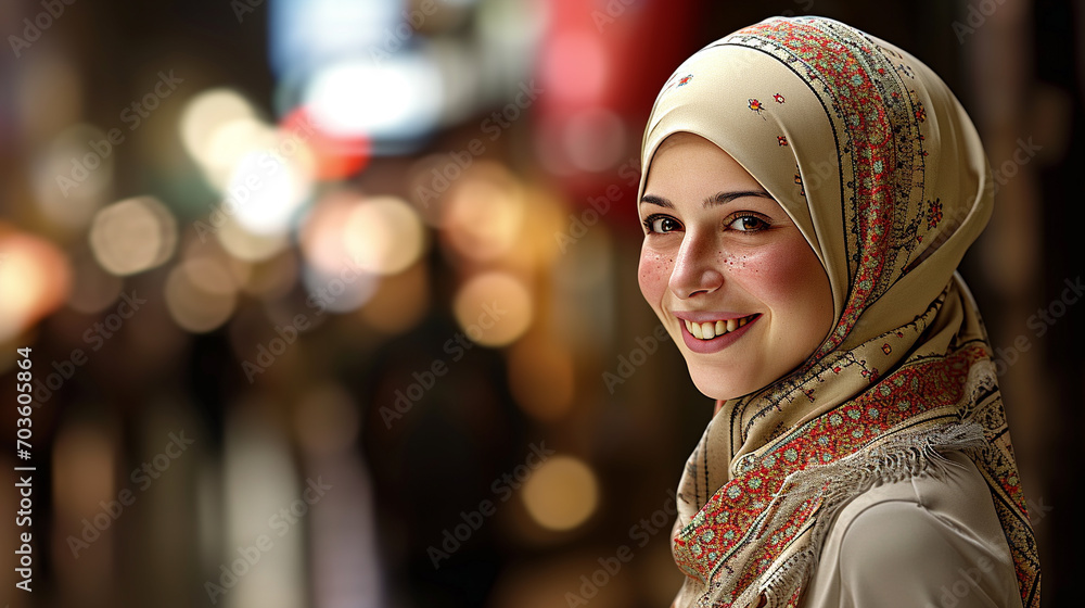 Fototapeta premium portrait of a woman in a city