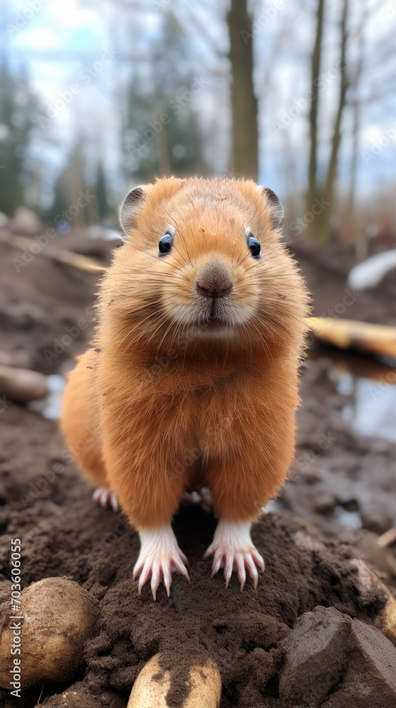 Close-up of a Cute Brown Hamster in Natural Setting
Close-up of a Cute Brown Hamster in Natural Setting