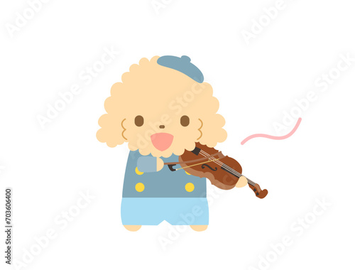 バイオリンを弾くわんちゃんのイラスト