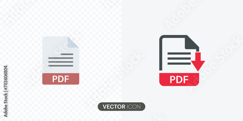 PDF file format icons set.PDF file download symbols.Different style icons set. PDF file download icon set trendy flat icon.vector illustration