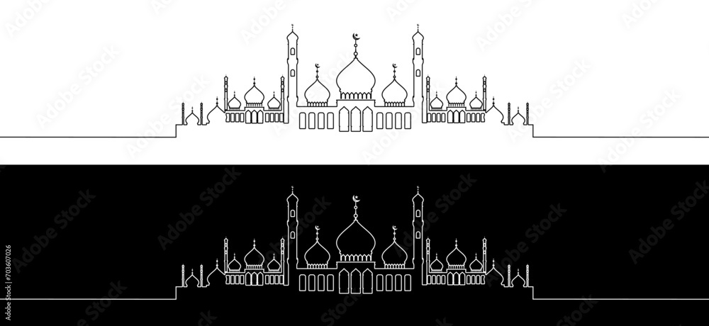 Mosque, Eid mubarak and Ramadan kareem background. Islam Religion Holy Month Banner.