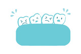 歯並びが悪い　歯列矯正 歯のキャラクターイラスト　青色