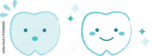 歯のキャラクター　ホワイトニング　青色