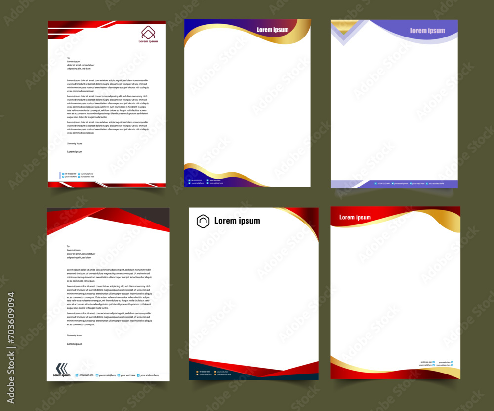 Professional corporate company business colorful letterhead template design with a4 size stationary item modern letterhead.