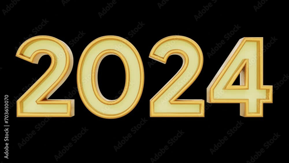2024 3d text celebration illustration rendering holiday concept . Gold text 2024 4k video 2024 3d text celebration illustration rendering holiday concept . Gold text 2024 4k video