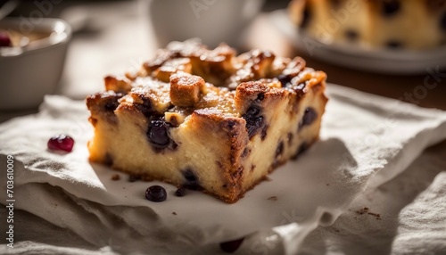 Bread Pudding with raisins and blueberries